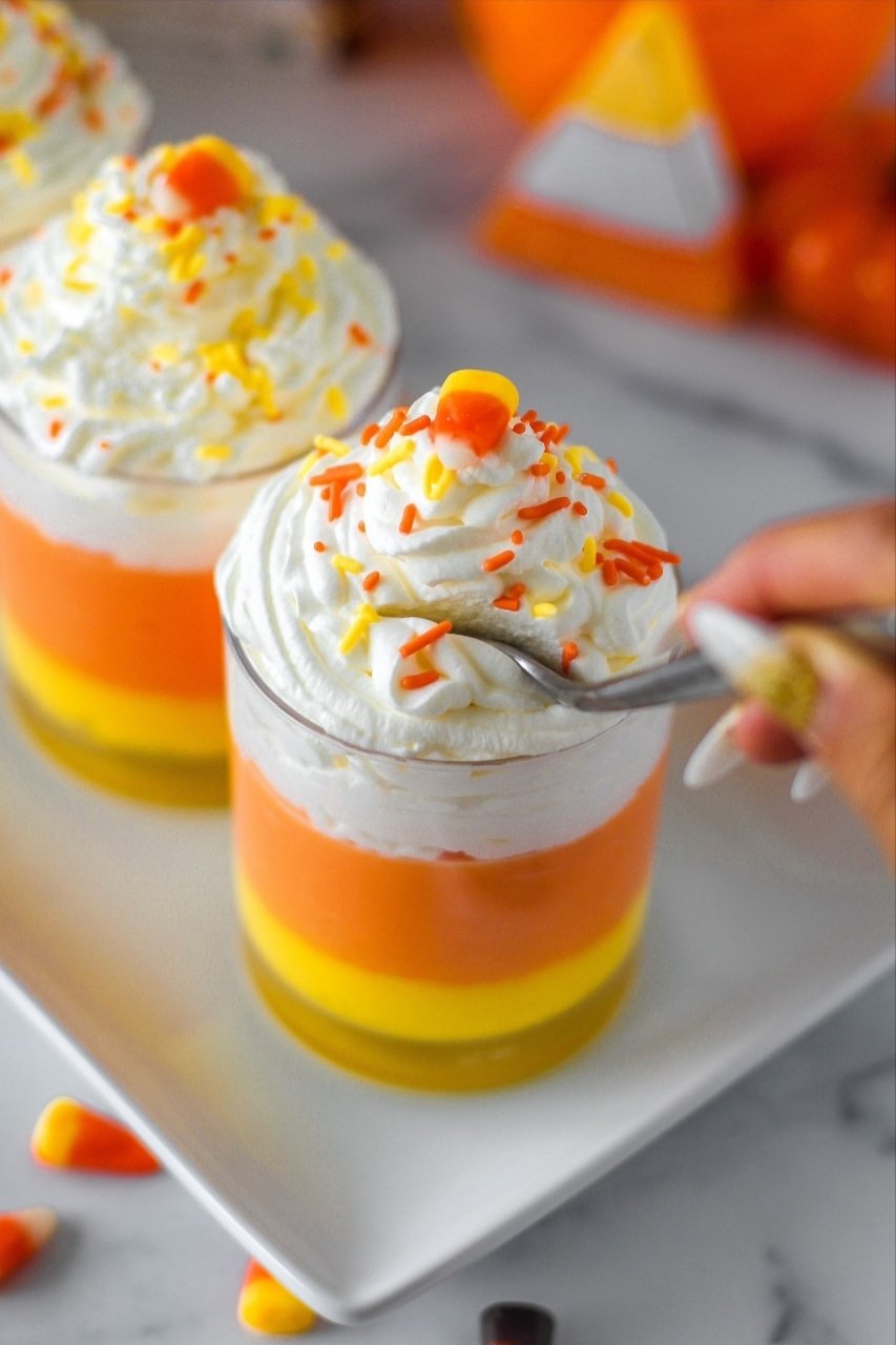 Candy Corn Inspired Pudding Parfait