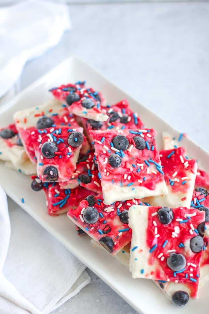 Sugar free 4th of july Patriotic Pudding Bark